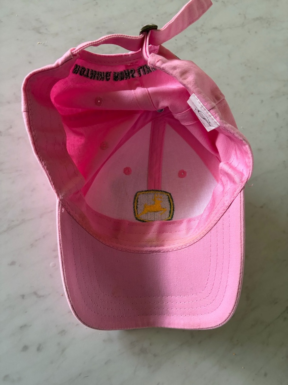 John Deere Pink Baseball Cap with Green & Yellow Logo - Picture 2 of 4